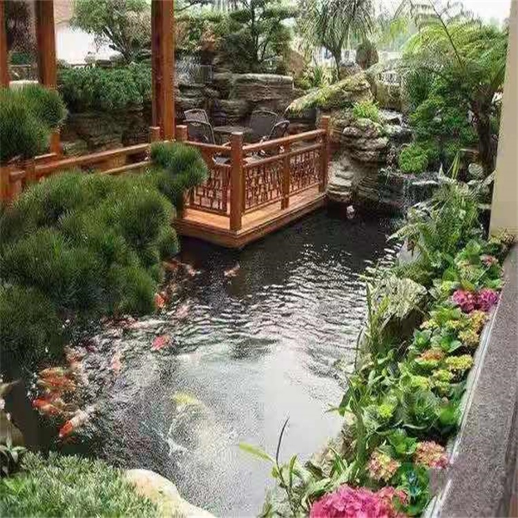 玉树庭院设计鱼池假山建造图